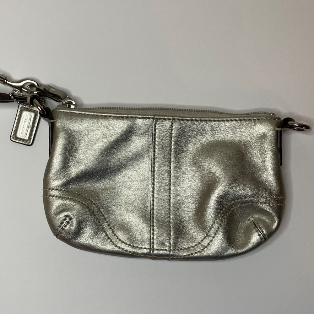 Coach Silver Wristlet with Pink Lining